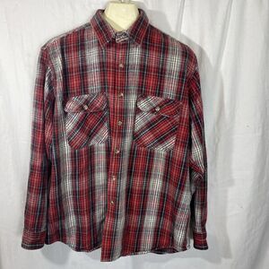 vintage weargaurd plaid red long sleeve button up shirt work outdoor lumberjack